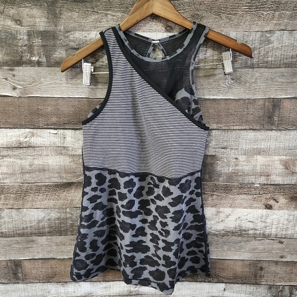 Lululemon Meshed Up Tank Mini Pop Stripe Heathered Slate Black Size 6 - Picture 1 of 16